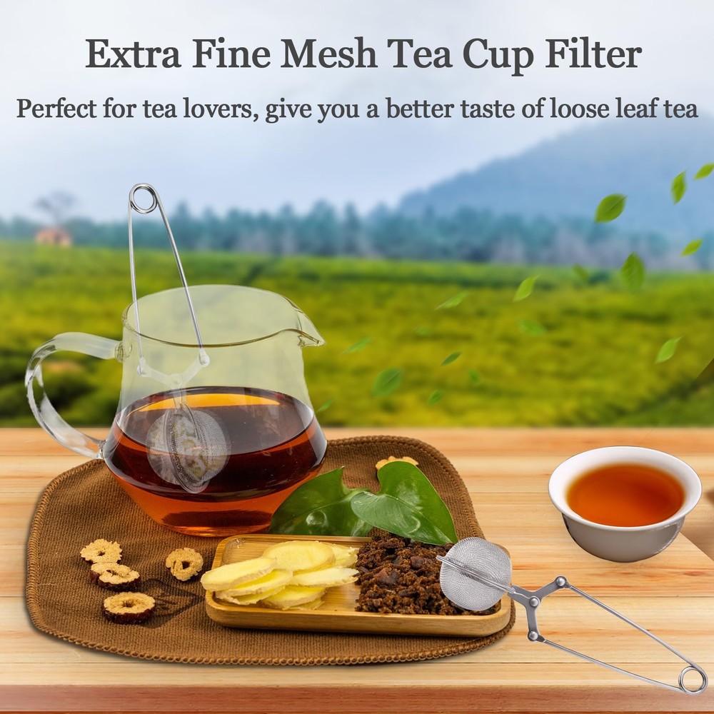 Tea Strainers for Loose Tea, 4 Pack Tea Infuser with Handle Fine Mesh Tea Bal...