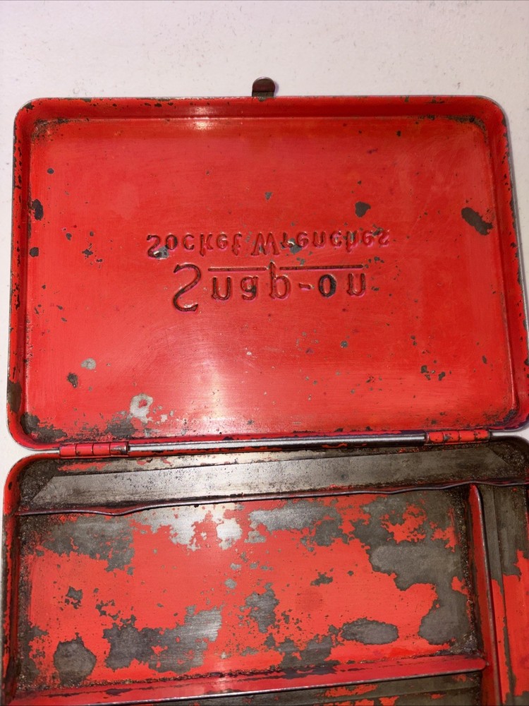 Vintage SNAP-ON Red Metal Tool Box Case for 1/4" Drive Socket Set EMPTY