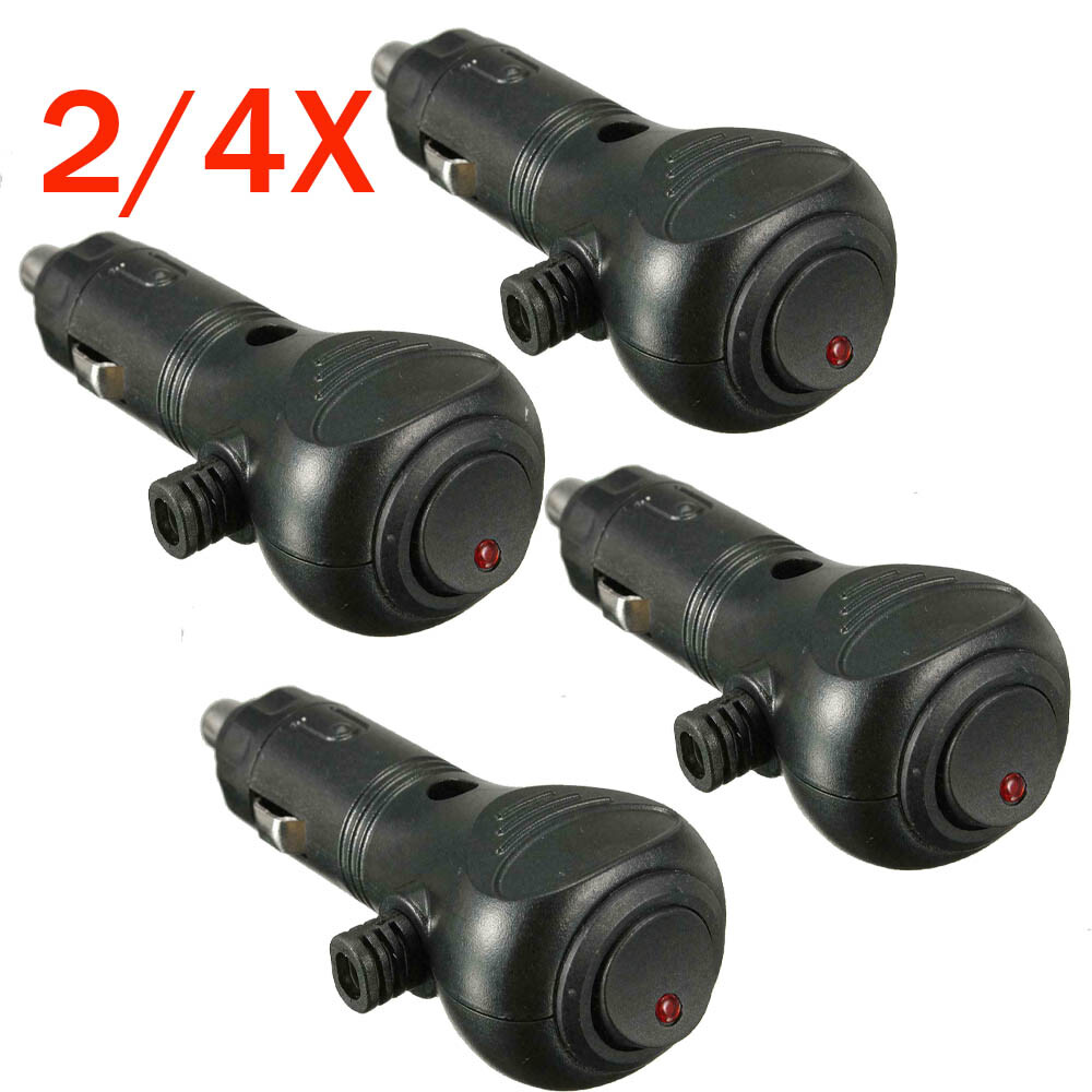 2/4x 12V DC Car Cigarette Lighter Cable Adapter Plug with LED On/Off Switch