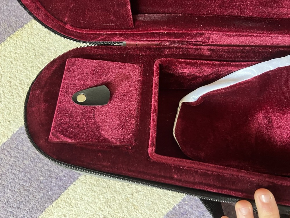 1/2 Size Violin Case With Backpack Straps Red & Grey
