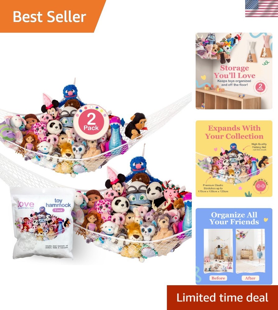 Triangular Stuffed Animal Storage Net - Maximize Corner Space with 12lbs Support