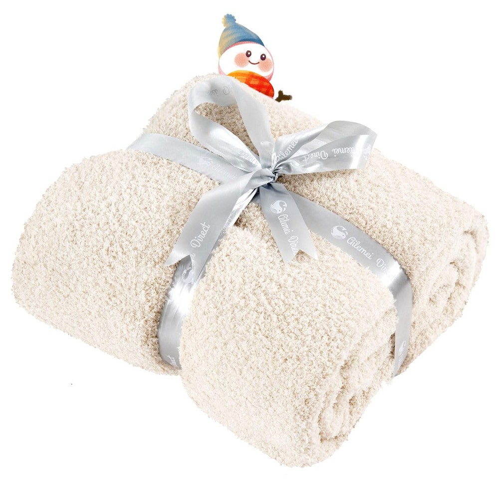 Soft Thin Knit Throw Blanket Lightweight Breathable Sand Decor 50x70 Inch