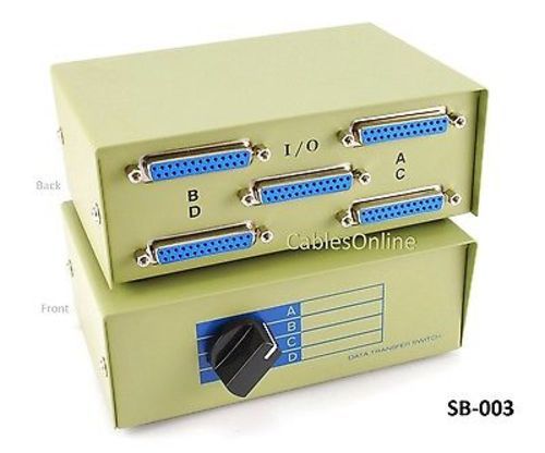 DB25 4-Way ABCD Printer to PC Manual Rotary Switch Box, CablesOnline SB-003