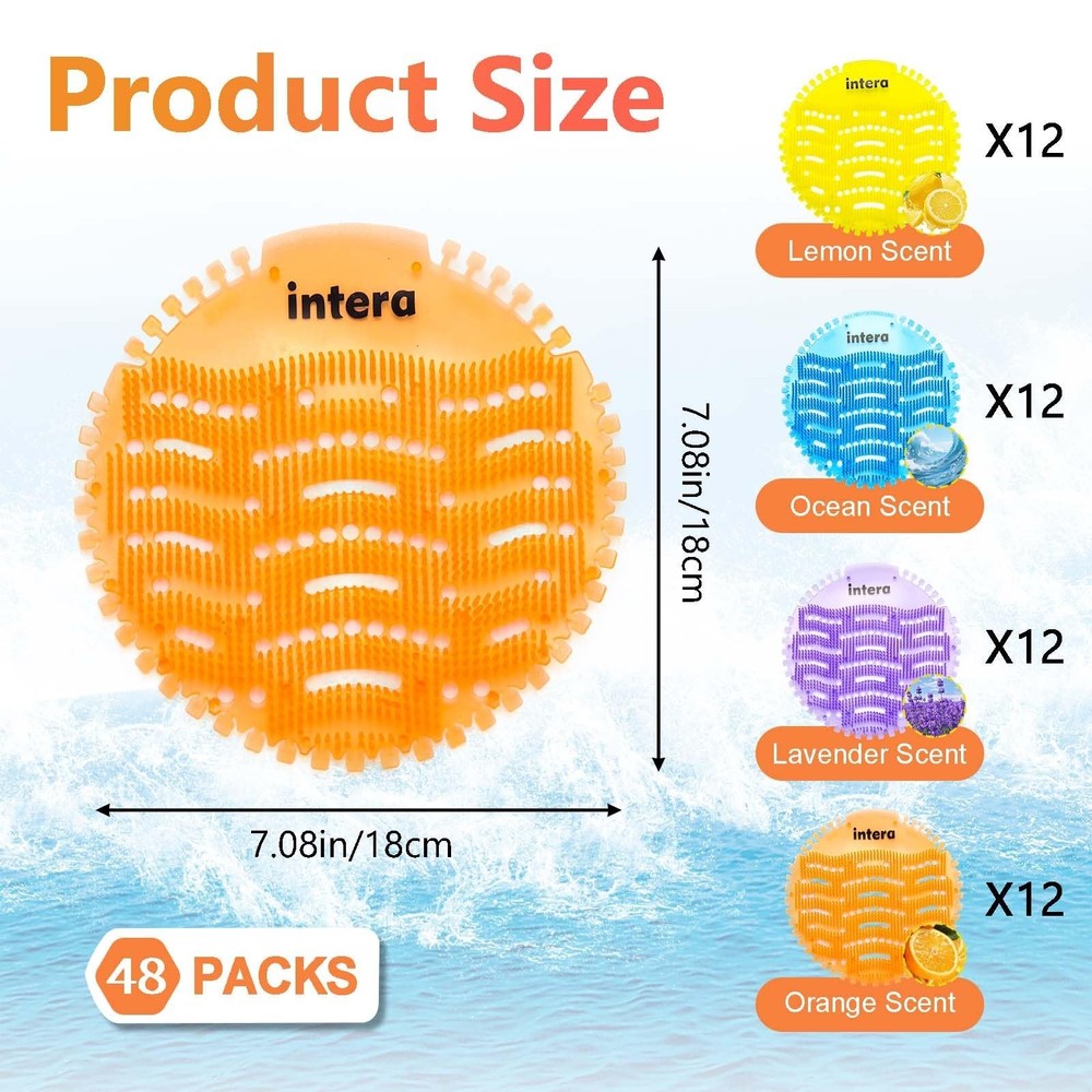 48 PACK Urinal Screen Deodorizer, 3D Wave Anti-Splash Odor Protection Urinal ...