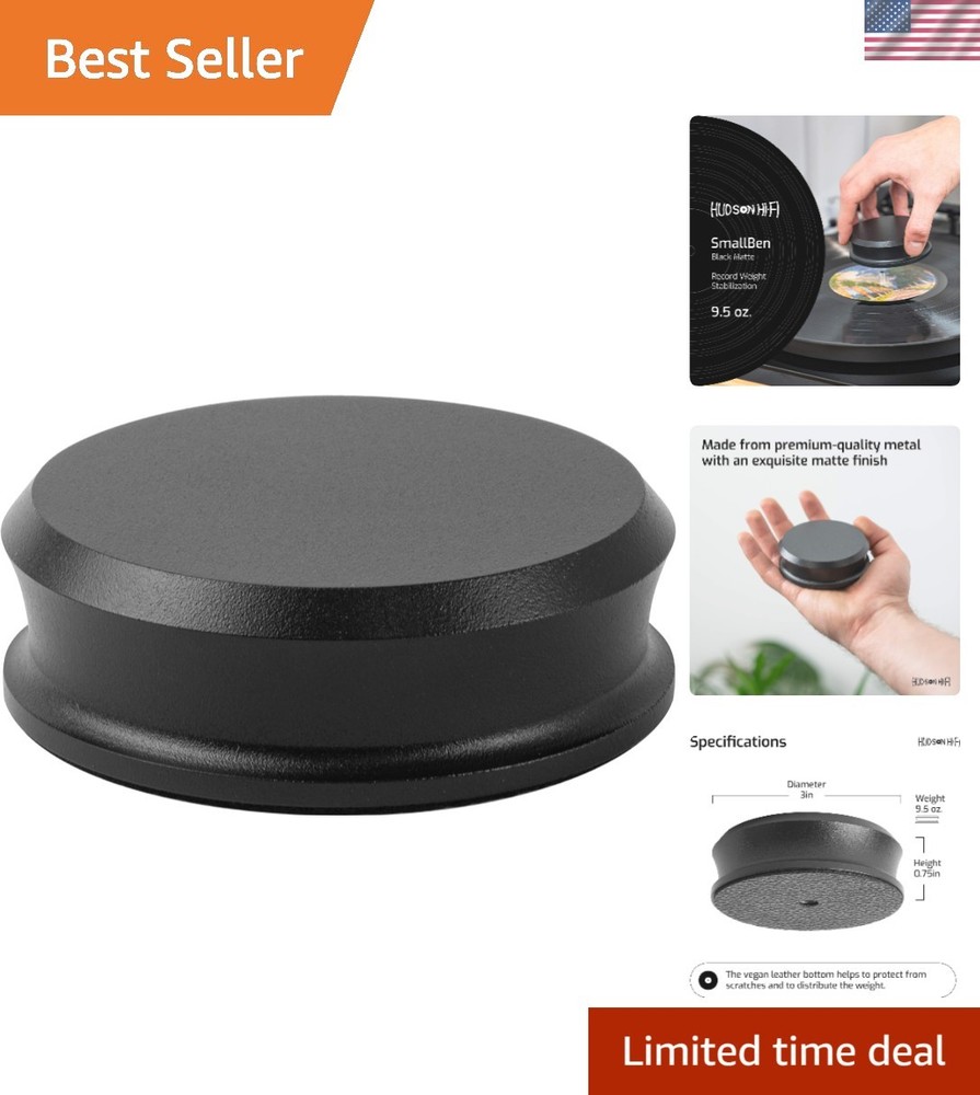 Durable & Stylish SmallBen LP Stabilizer with Leather Pad - Fits Any Turntable