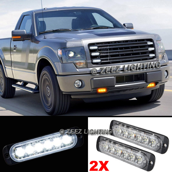 2X 6 LED White Emergency Hazard Warning Flash Strobe Beacon Caution Light Bar#10