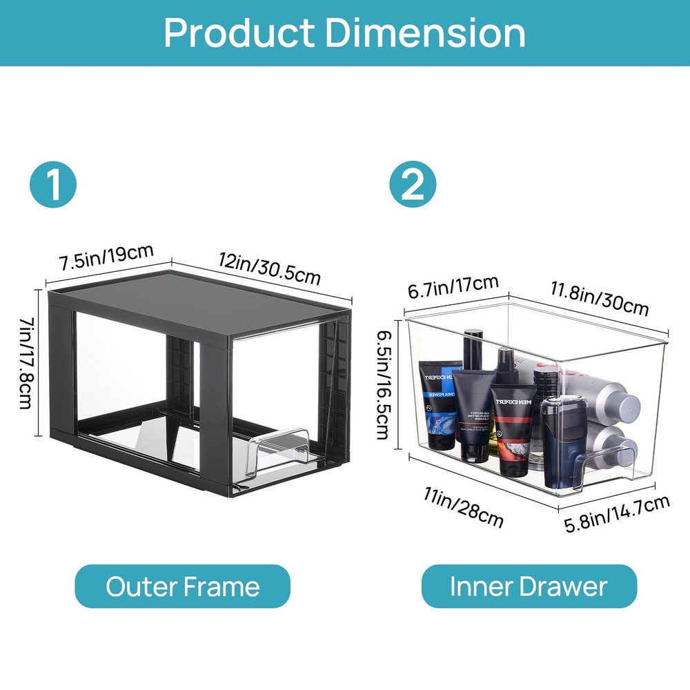 Vtopmart 4 Large Black Stackable Acrylic Storage Drawers Easy Assemble