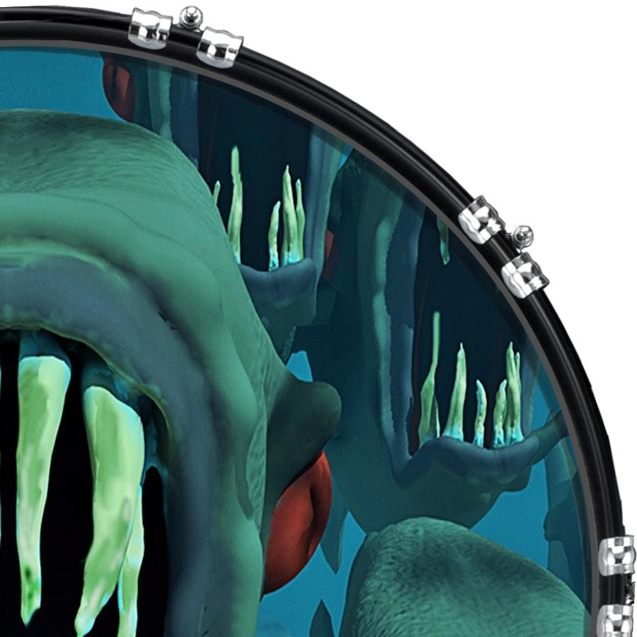 20" Custom Bass Kick Drum Front Head Graphical Graphic Piranhas