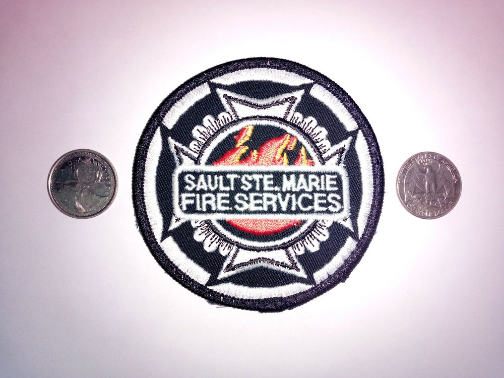 Vintage Sault Ste. Marie Fire Services Silver Patch Badge Crest