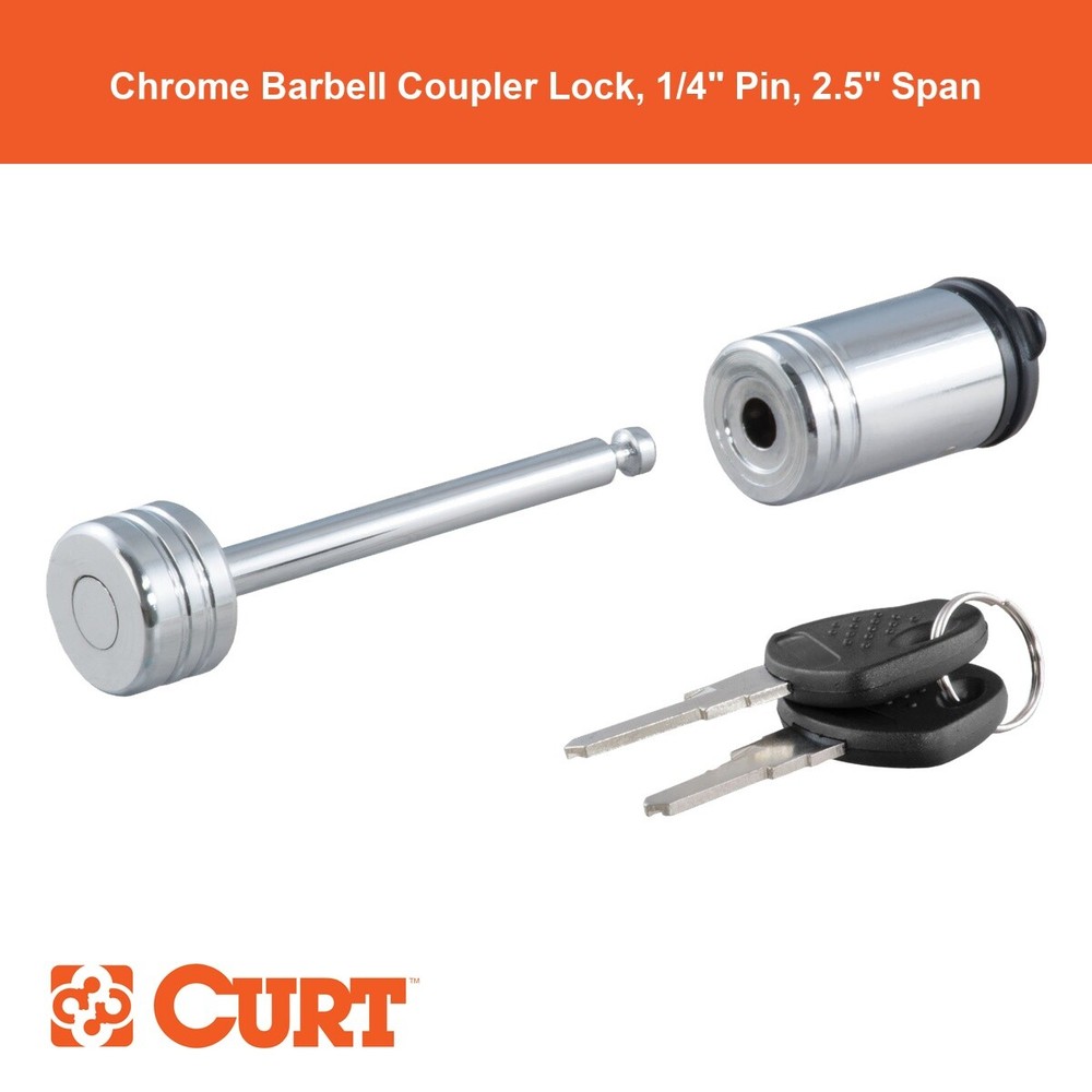 Coupler Lock (1/4" Pin, 2-1/2" Latch Span, Barbell, Chrome)