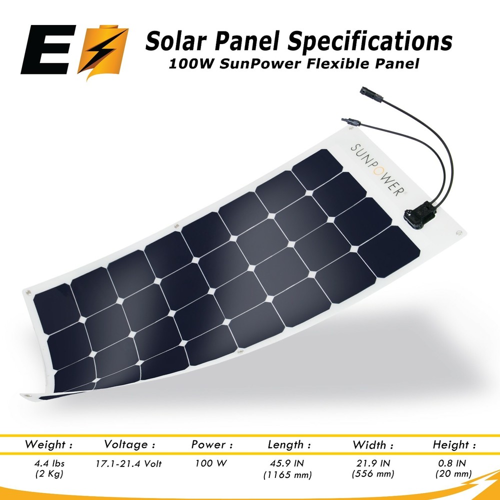 200W Flexible Authentic SunPower Solar Panel Great for Marine, RV and Camping***