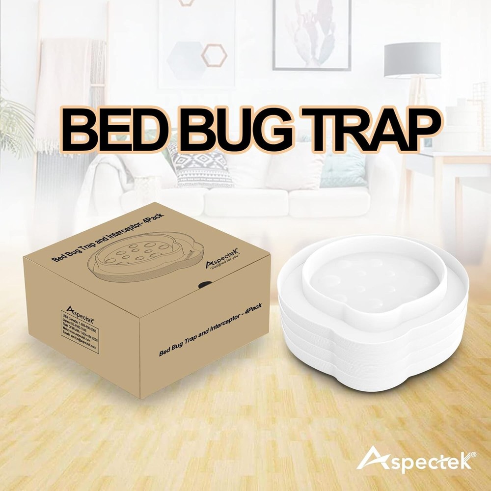 Bed Bug Trap, Bed Bug Interceptor, Bed Bug Traps (Pack of 4). Flea Traps, Safe E