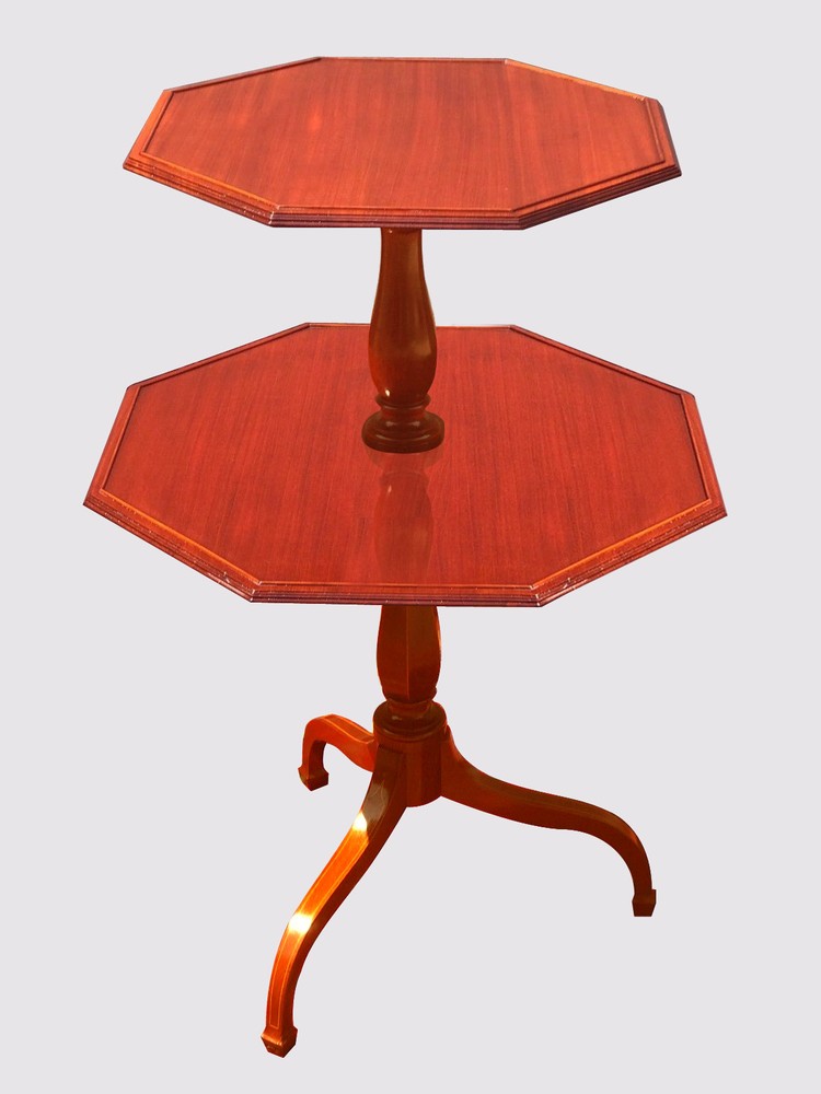 FEDERAL STYLE INLAID MAHOGANY TWO TIER OCTAGONAL SERVING TABLE - NATHAN MARGOLIS