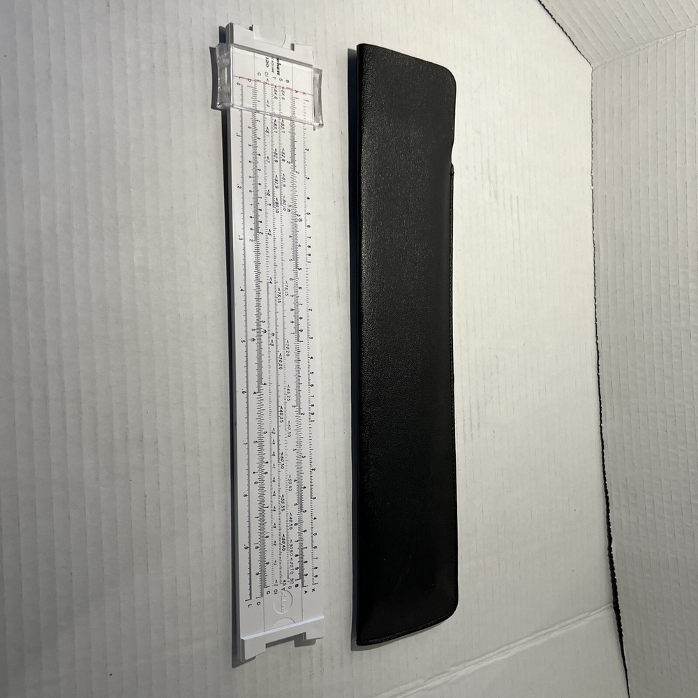 Vintage PICKETT Microline 120 WHITE 10" Slide Rule w/ Case