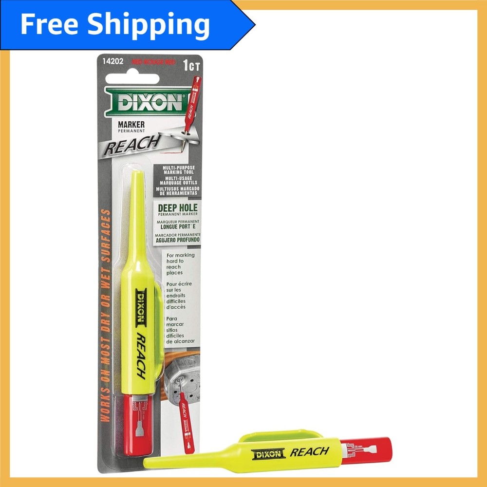 Industrial  Deep Hole Permanent Marker Red - Precision for Tight Spaces