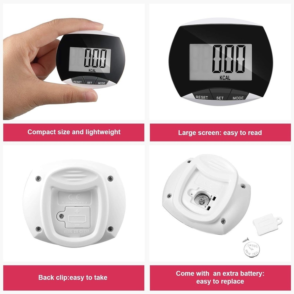 Portable Pedometer with Large LCD Screen