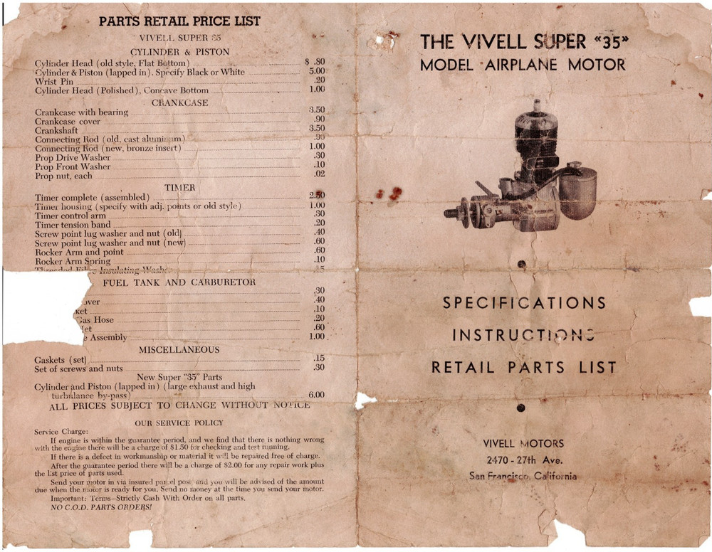 Vintage Model Airplane Engine Instructions