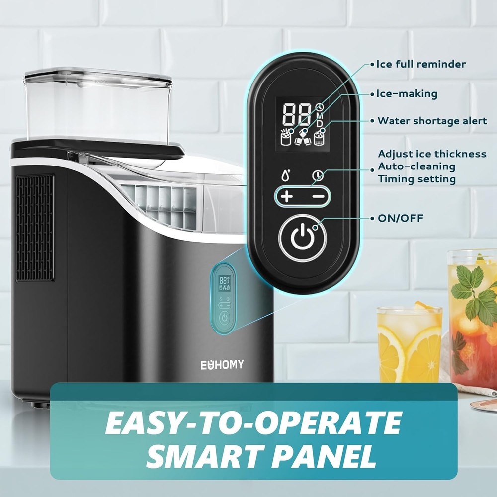 Rapid 16-Cube Ice Maker with External Tank - Ultra Quiet & 7-Minute Cycle