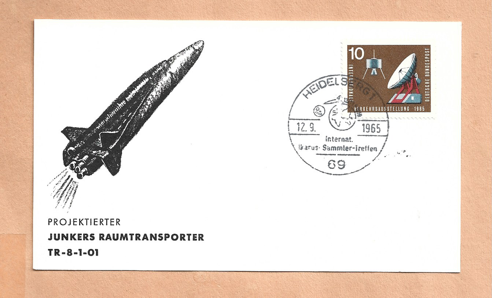PROJECTED JUNKERS SHUTTE LAUNCH SEP 12,1965 IKARUS SPACE CARD NASA