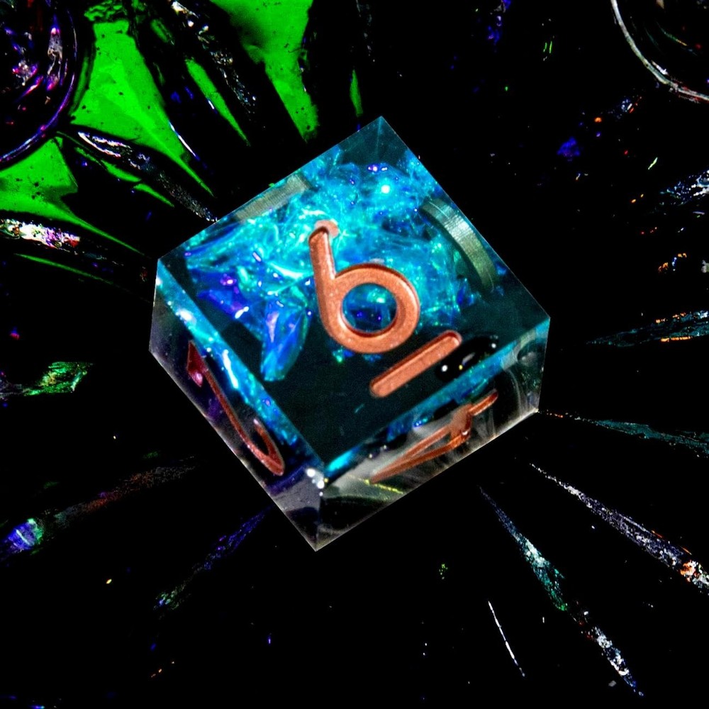 Electrical-Themed Sharp Edge DND Dice Set – 7 Unique Handmade Polyhedral Dice
