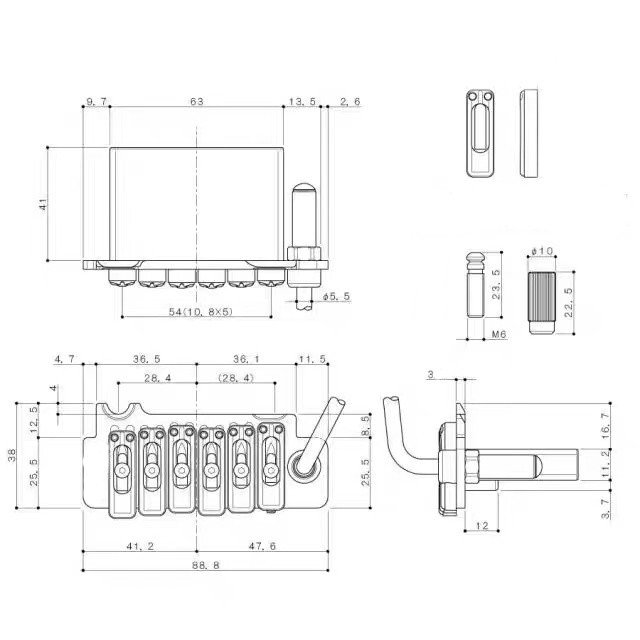 AUMSEN 2-Point non-locking Tremolo Bridge - CHROME