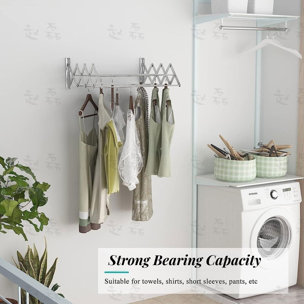 Wall Mounted Clothes Drying Rack Stainless Steel Retractable Laundry Drying Rack