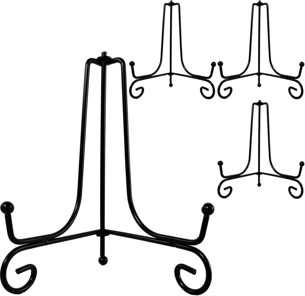 4PCS Premium Black Iron Plate Stands for Display 6 Inch, Decorative Solid Metal