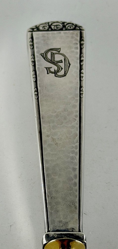 Antique German 800 Solid Silver & Vermeil Cake Server, Hammered Finish