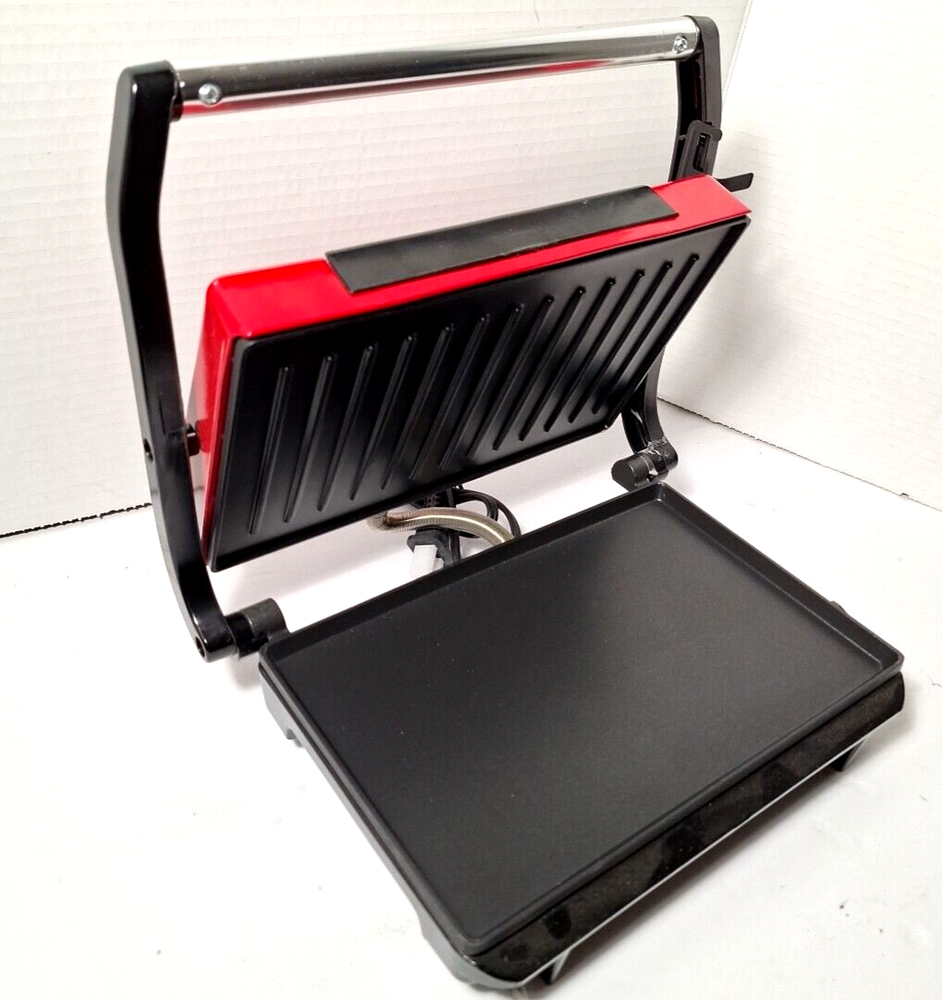 Panini Press and Sandwich Maker Electric Red Counter Top Grill Intertek