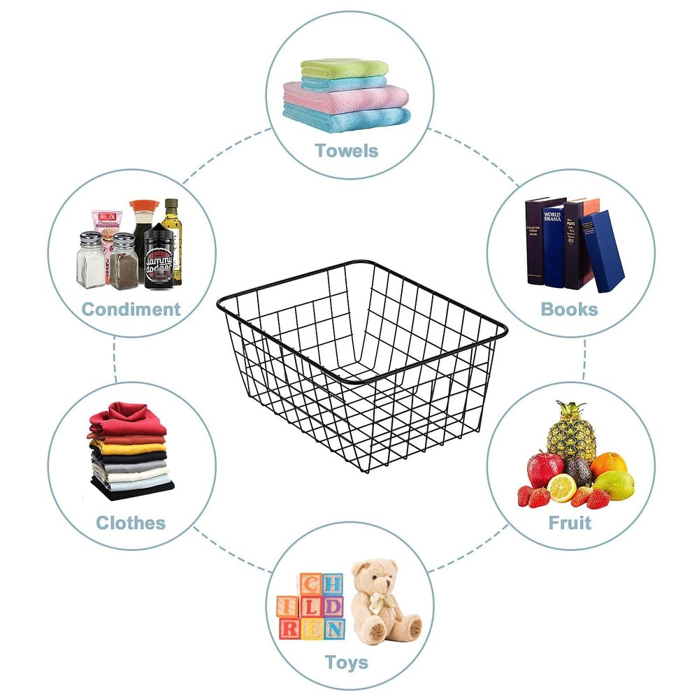 Wire Kitchen Storage Basket 3 Packs,Perfect Pantry Organization Baskets,Laund...