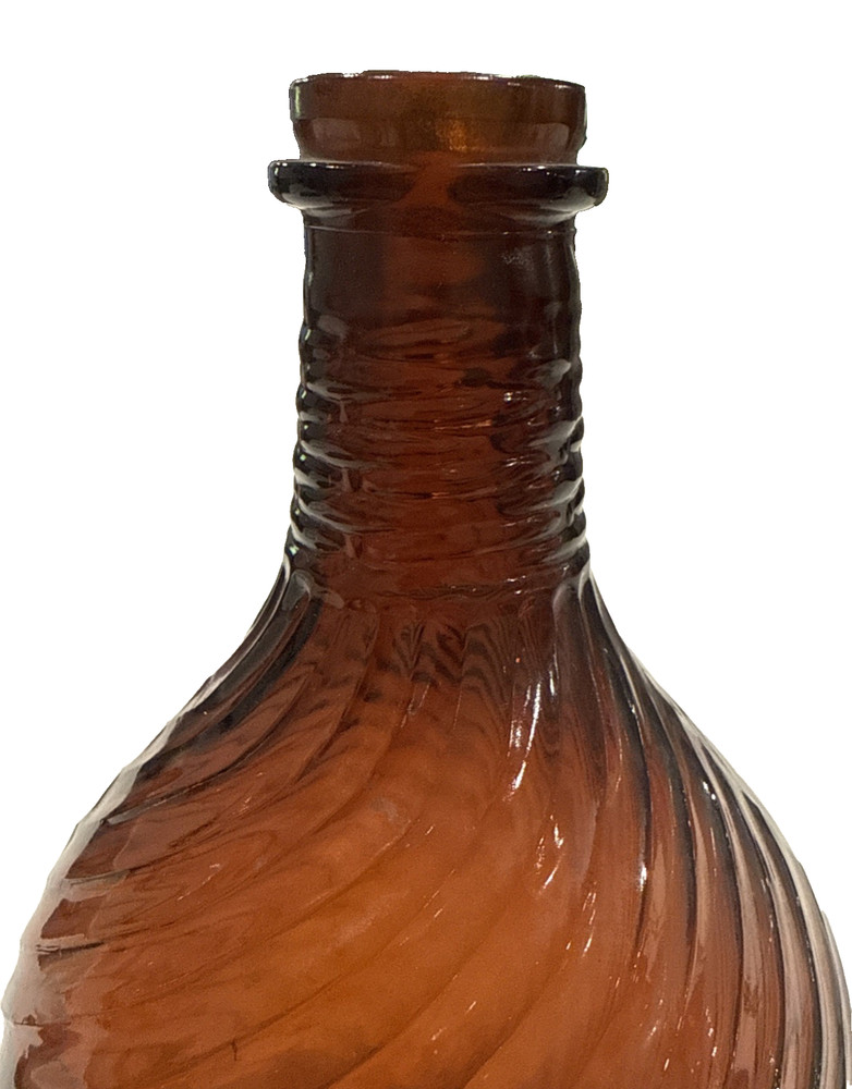 Vintage Large Duraglass Amber Bottle Swirl Pattern Rustic Primitive Decor