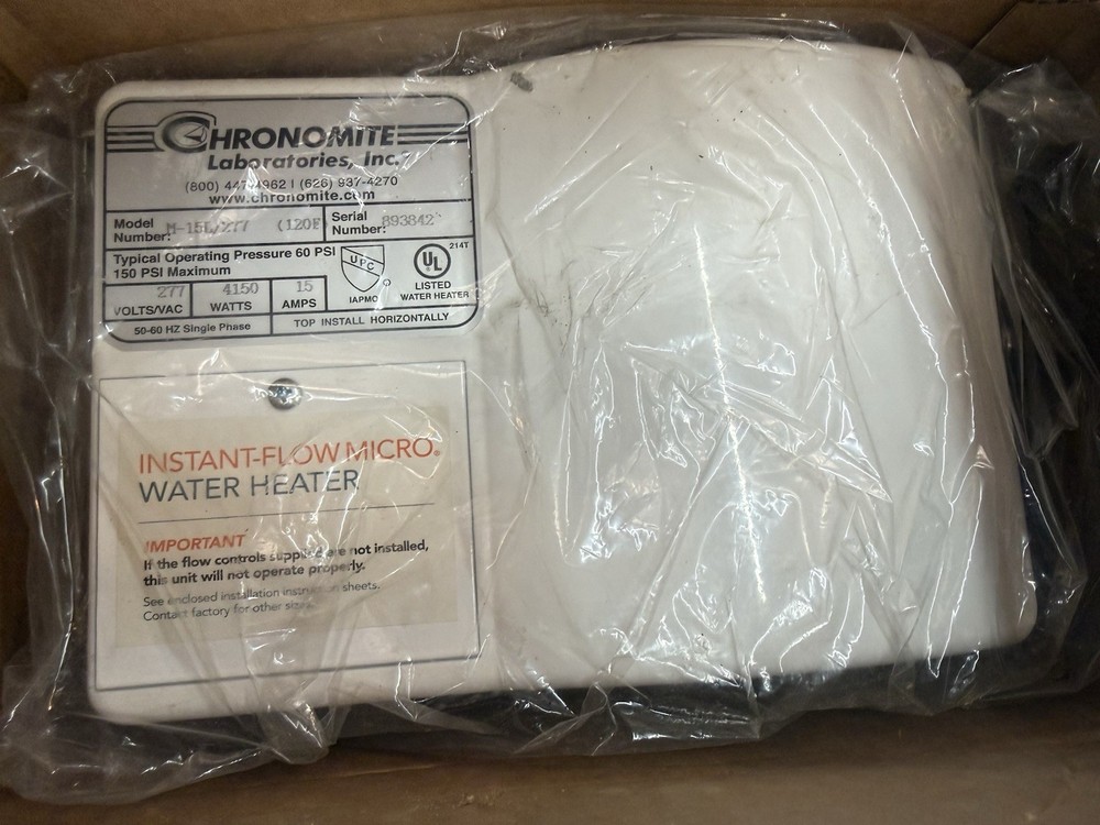 Chronomite Micro Mix Water Heater Electric Tankless M-15L/277-MM (104F) Open Box
