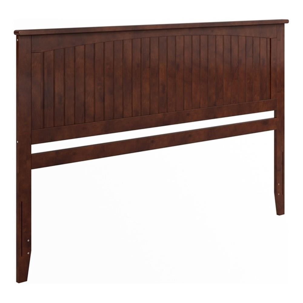 Pemberly Row King Coastal Solid Wood Panel Headboard in Walnut