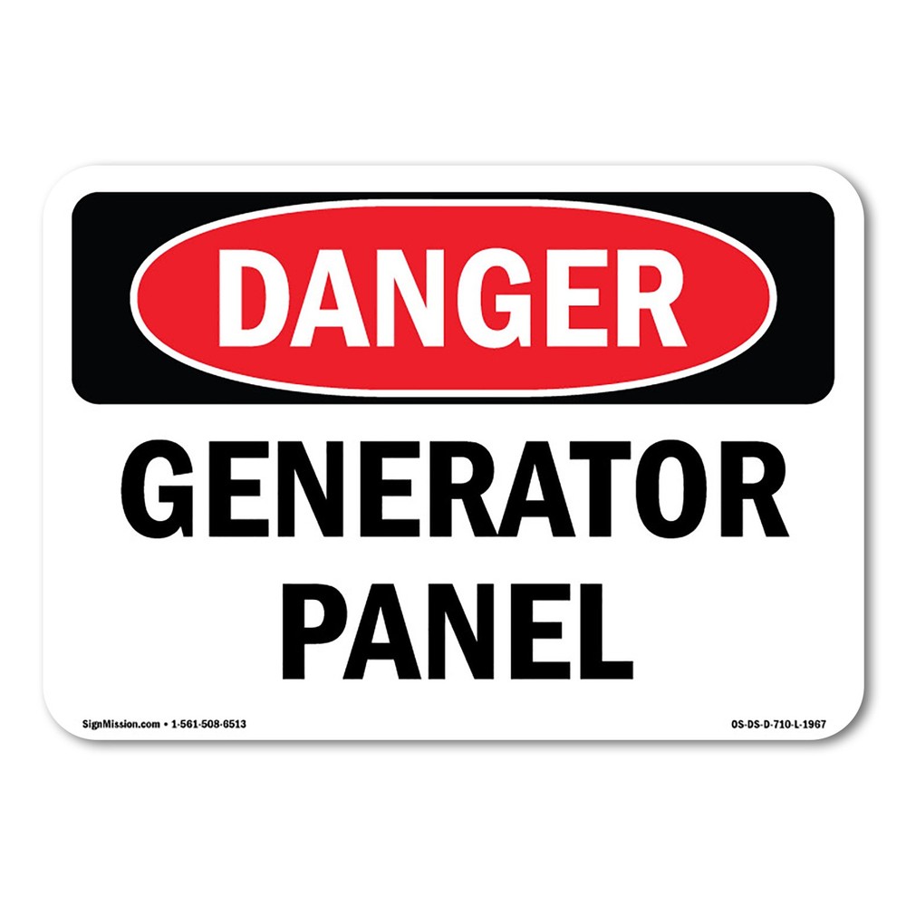 Generator Panel ANSI Danger Sign Metal Plastic Decal