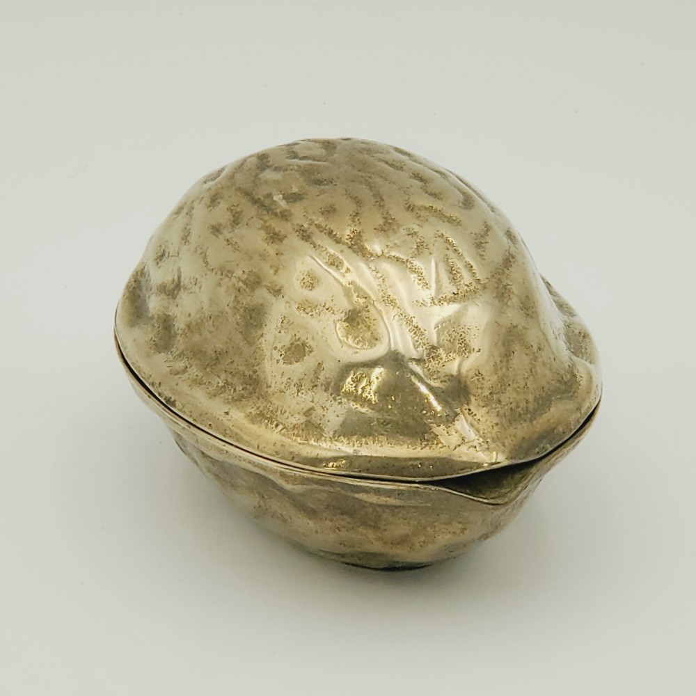 Vintage Heavy Brass Nutcracker Walnut Shaped Box Nut Cracker 1950’s