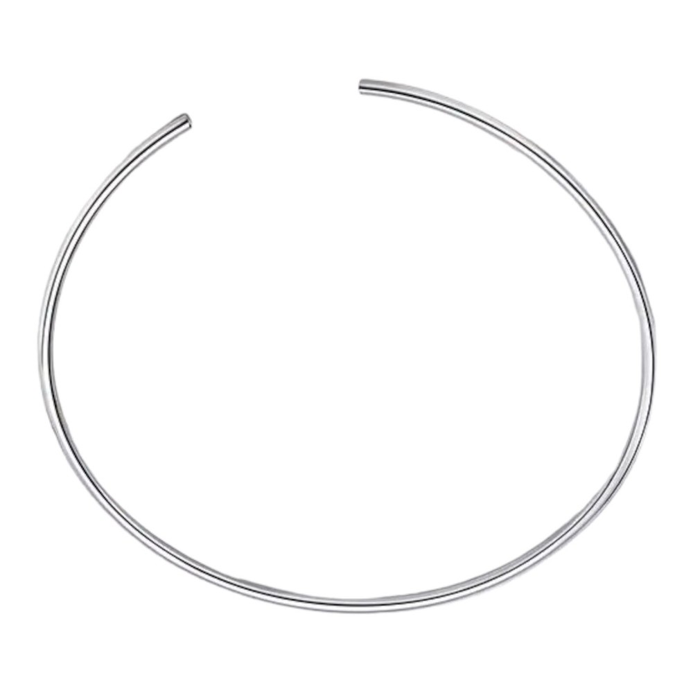 ZARD Solid Flat Choker Slider Open Collar in Silver Plating