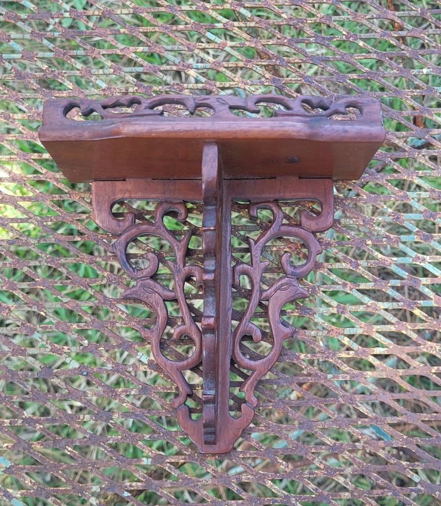 Antique Victorian Ornate Wood Bracket Shelf