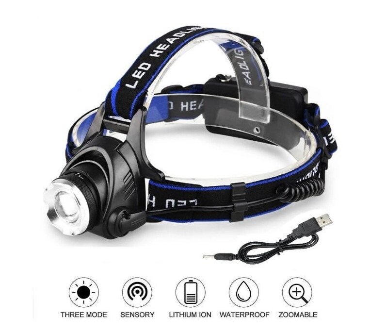 USB LED Chargeable Headlight Head Torch Light Flashlight Zoom Spotlight Durabl