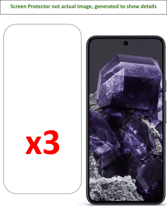 3x Google Pixel 8a Screen Protector w/ cloth