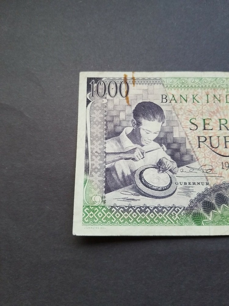 Indonesia~ P-62*~ 1000 Rupiah~1958~ Replacement Prefix X