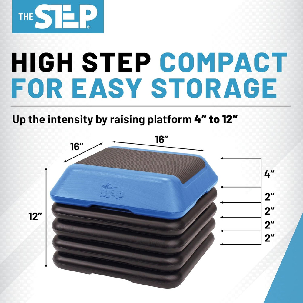 The Step Adjustable High Step Aerobic Platform with 4 Risers, Home Gym Workout E