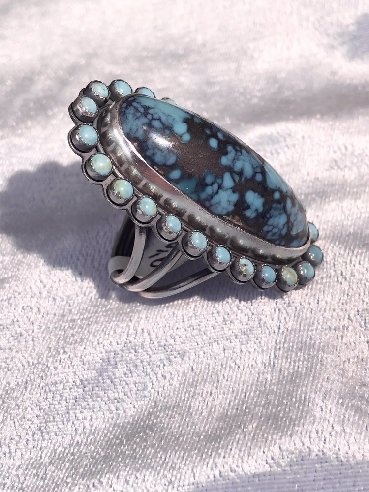 Classic Southwestern Spider Web Turquoise Ring, Sterling, 9-1/2