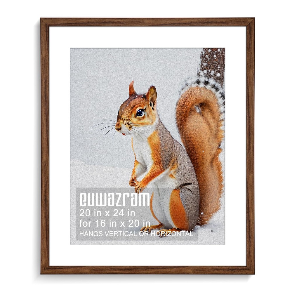 Rustic Walnut 20x24 Frame - Single Frame, 20 x 24 Poster Frame with Mat for 1...