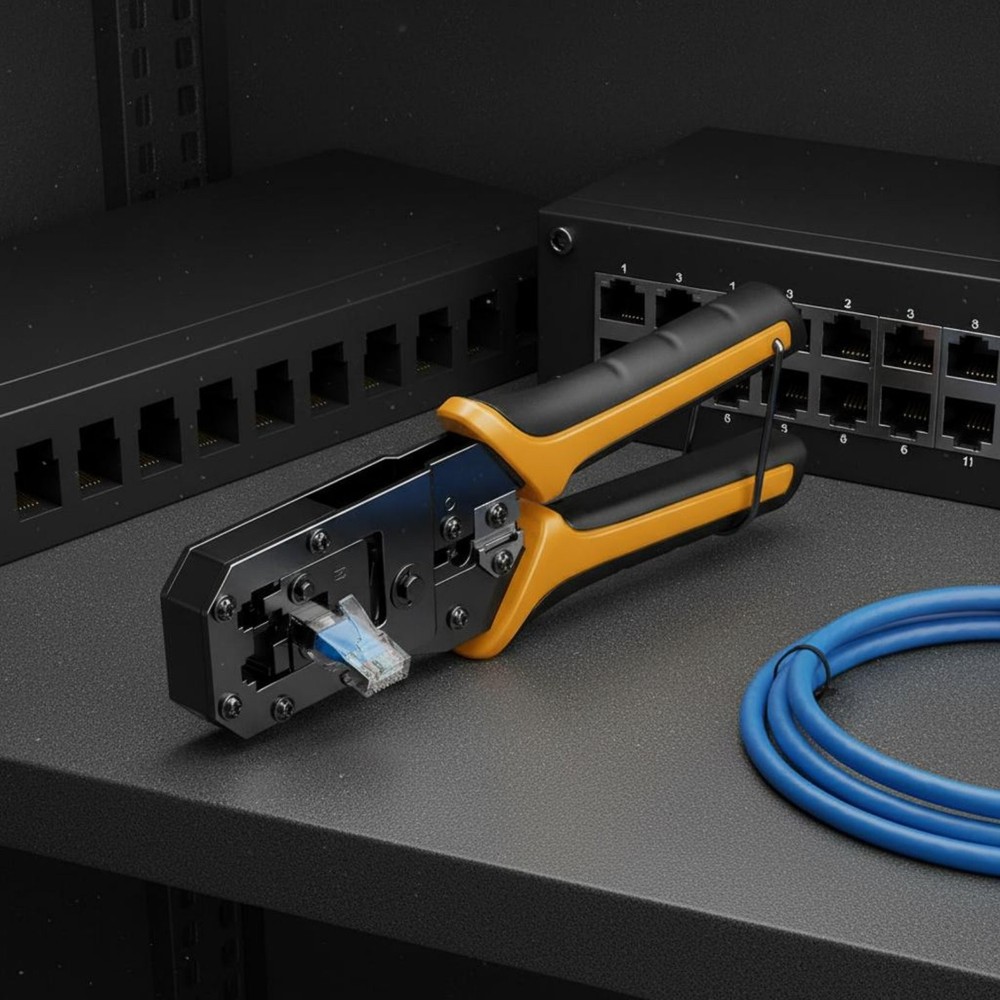 RJ45 Crimping Tool Ergonomic Handle Network Cable Safety Lock