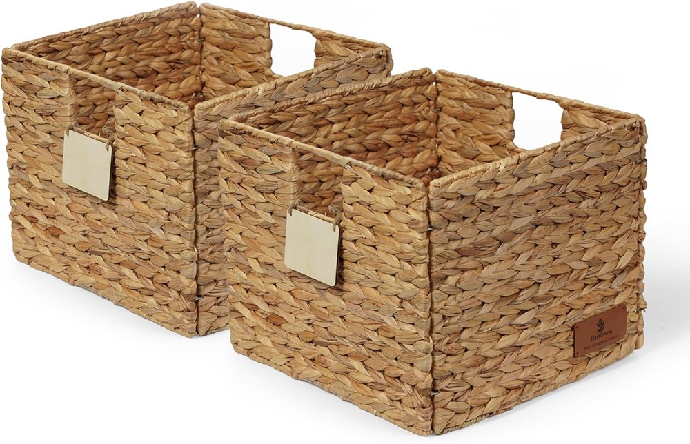 Storage Baskets Shelves Set of 3 Rectangular Open-Top Wicker Storage Bins W/