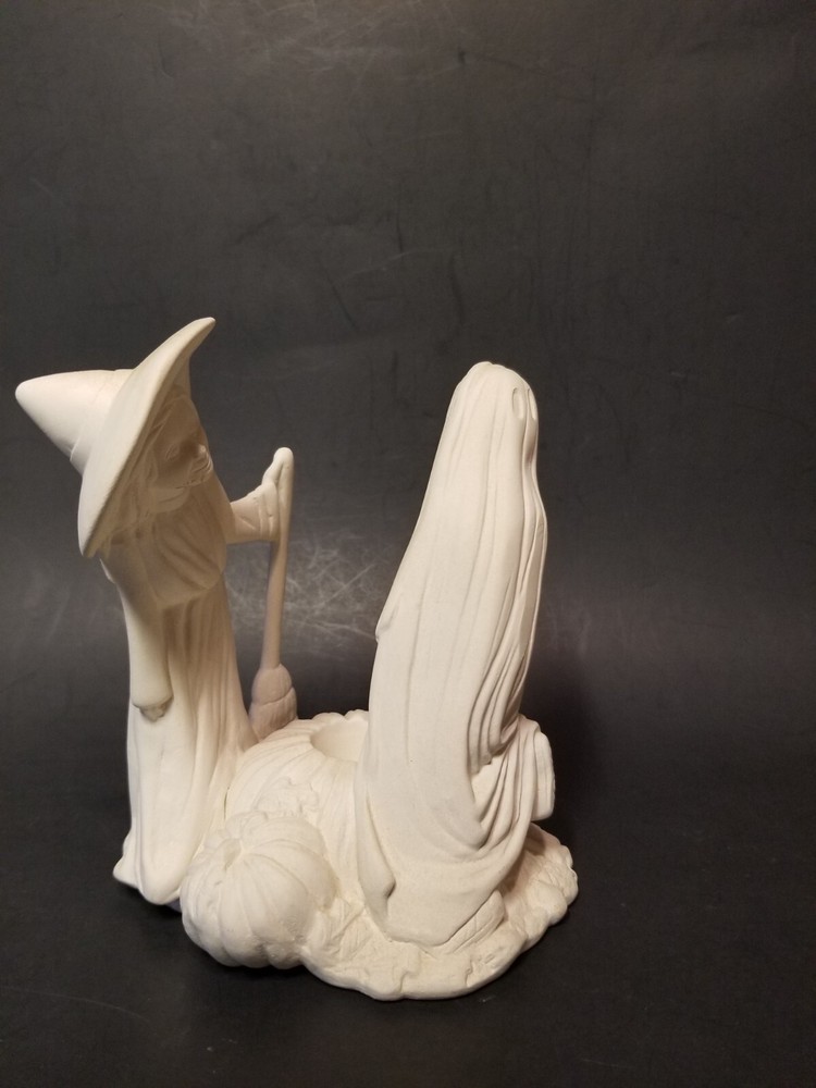 Unpainted ceramic Bisqueware Halloween Candleholder