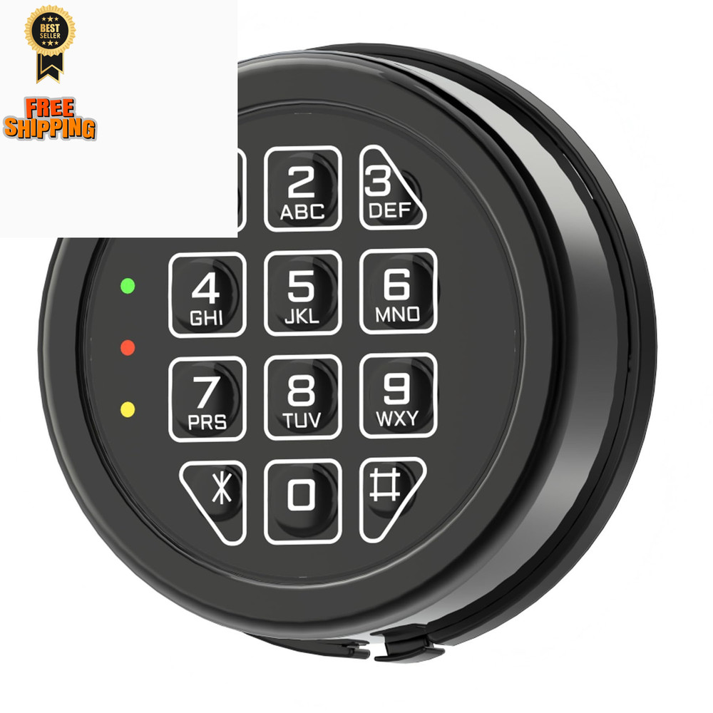 Electronic Safe Lock Replacement Keypad with Solenoid Lock, Gun Black