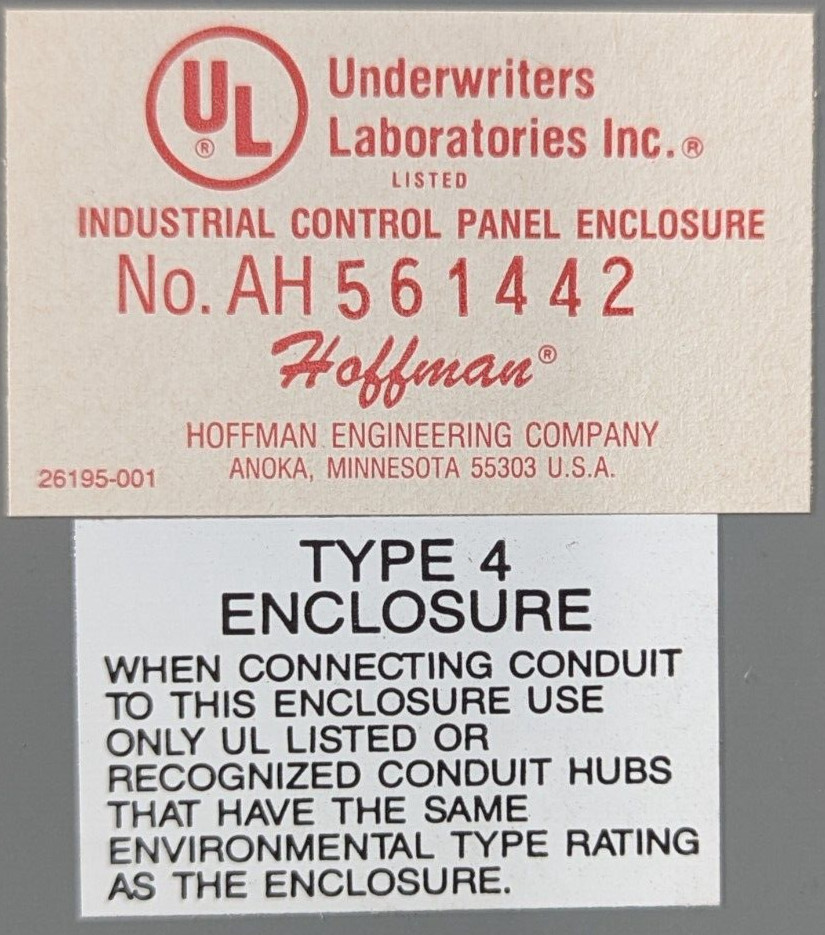 HOFFMAN ENCLOSURE TYPE 4 CAT NO. AH561442
