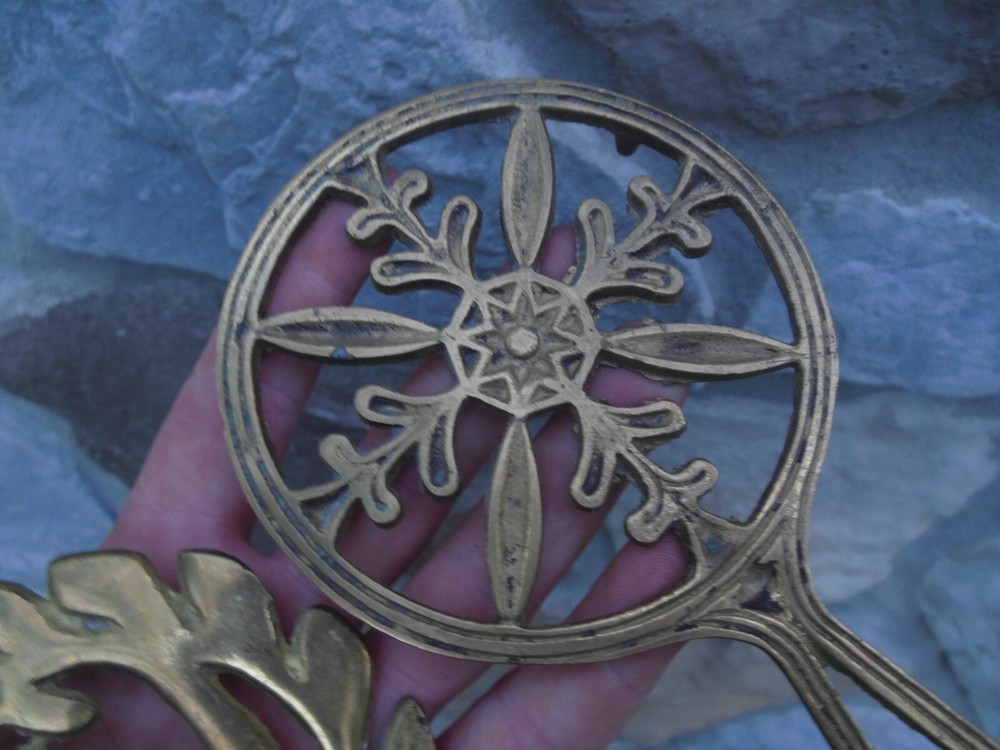 Vintage Japan 7" Solid Brass Trivets Cookware American Eagle