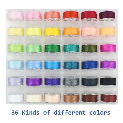 36 Pcs Bobbins and Sewing Threads Prewound Bobbin Thread with Storage Plastic
